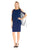 Adrianna Papell - AP1D100360 Sheer Bateau Sheath Dress in Blue