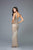 Scala - 48951 Embellished Plunging V-neck Sheath Dress In Gray and Silver