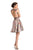 Johnathan Kayne - 7200 Floral Printed Ruched Cocktail Dress in Brown and Multi-Color