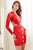 Angela & Alison - 72004 Illusion Sleeves Lace Sheath Dress In Red and Neutral