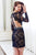 Angela & Alison - 72004 Illusion Sleeves Lace Sheath Dress In Black and Neutral