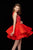 Angela & Alison - 72013 Bejeweled Sheer Bateau A-line Dress In Red