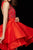 Angela & Alison - 72013 Bejeweled Sheer Bateau A-line Dress In Red