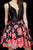 Angela & Alison - 72014 Deep V-neck Floral Dress In Black and Floral