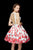 Angela & Alison - 72014 Deep V-neck Floral Dress In White and Floral