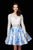 Angela & Alison - 72020 Two-Piece Lace and Satin Short Dress In White and Blue