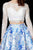Angela & Alison - 72020 Two-Piece Lace and Satin Short Dress In White and Blue