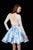 Angela & Alison - 72020 Two-Piece Lace and Satin Short Dress In White and Blue