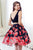 Angela & Alison - 72025 Two Piece Lace Floral Printed Dress In Black and Floral