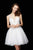 Angela & Alison - 72039 Sleeveless Embellished Tulle Cocktail Dress In White