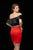 Angela & Alison - 72045 Two-Piece Off-Shoulder Short Dress In Black and Red