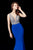 Angela & Alison - 72061 Plunging Neck Beaded Mermaid Gown In Blue