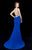Angela & Alison - 72061 Plunging Neck Beaded Mermaid Gown In Blue