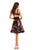 Johnathan Kayne - 7208 Plunging V Neck Floral Cocktail Dress in Black and Multi-Color