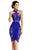 Johnathan Kayne - 7213 High Halter Fitted Cocktail Dress in Blue