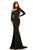 Johnathan Kayne - 7215 Embellished Asymmetric Trumpet Dress in Black