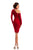 Johnathan Kayne - 7216 High Neck Fitted Long Sleeves Cocktail Dress in Red