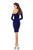 Johnathan Kayne - 7216 High Neck Fitted Long Sleeves Cocktail Dress in Blue