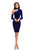 Johnathan Kayne - 7216 High Neck Fitted Long Sleeves Cocktail Dress in Blue