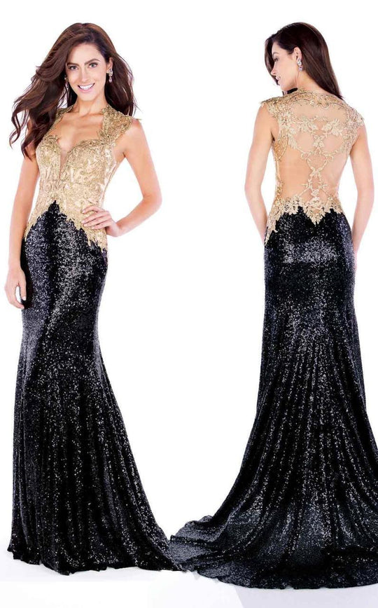 Evenings by Mon Cheri - MCE21602 Dress in Black and Gold