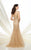 Montage by Mon Cheri - 216964 Tulle Lace Trumpet Dress - 1 pc Champagne in Size 16 Available