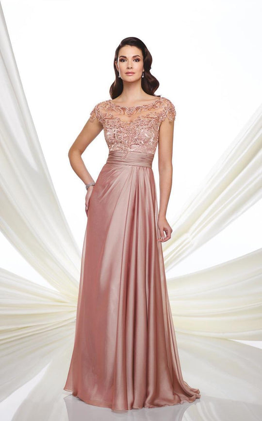 Mon Cheri 216968 Two Tone Chiffon A-line Dress In Rose