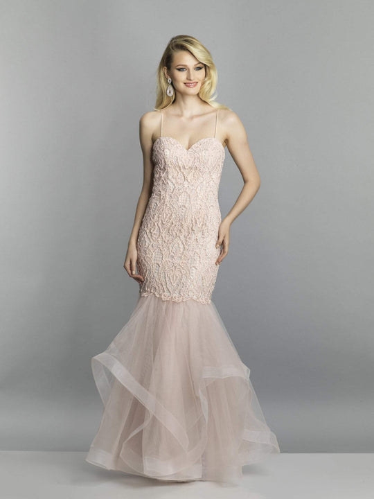 Dave & Johnny - A7224 Embroidered Sweetheart Mermaid Gown In Pink