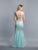 Dave & Johnny - A7228 Beaded Embroidered Plunging Sweetheart Dress In Blue and Green