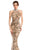 Johnathan Kayne - 7238 Sequined High Halter Trumpet Gown in Neutral and Gold