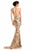 Johnathan Kayne - 7238 Sequined High Halter Trumpet Gown in Neutral and Gold
