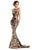 Johnathan Kayne - 7238 Sequined High Halter Trumpet Gown in Black and Gold