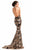 Johnathan Kayne - 7238 Sequined High Halter Trumpet Gown in Black and Gold