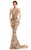 Johnathan Kayne - 7238 Sequined High Halter Trumpet Gown in Neutral and Gold