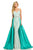 Johnathan Kayne - 7242 Embellished V-neck Sheath Dress in White and Green