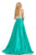Johnathan Kayne - 7242 Embellished V-neck Sheath Dress in White and Green