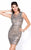 Shail K - Sheer and Sequined Jewel Neck Cocktail Dress 1009 in Gray