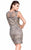 Shail K - Sheer and Sequined Jewel Neck Cocktail Dress 1009 in Gray