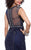 Shail K - Sheer and Beaded Cap Sleeve Jewel Neck Column Dress 1012 In Blue
