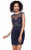 Shail K - Sheer and Beaded Cap Sleeve Jewel Neck Column Dress 1012 In Blue