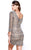Shail K - Jewel Embellished Quarter Length Sleeve Scoop Neck Column Dress 1016 In Gray