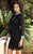 Shail K - Bejeweled High Collared Neck Column Dress 1039 in Black