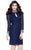 Shail K - Bejeweled High Collared Neck Column Dress 1039 in Blue