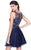 Shail K - Sheer and Sparling Brocade Cocktail Dress 1053 In Blue
