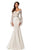 Johnathan Kayne - 7244 Bell Sleeve Off-Shoulder Lace Gown in White and Neutral