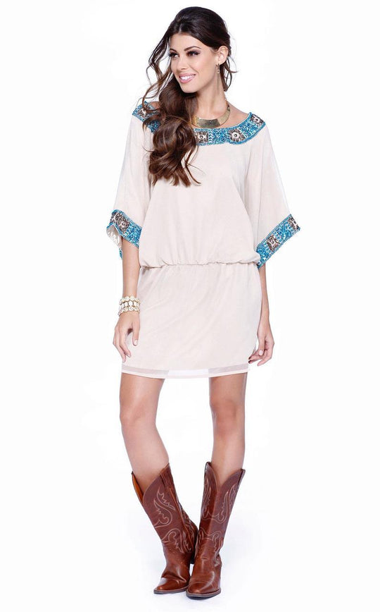 Shail K - Quarter Length Short Dress 1075 in Pink