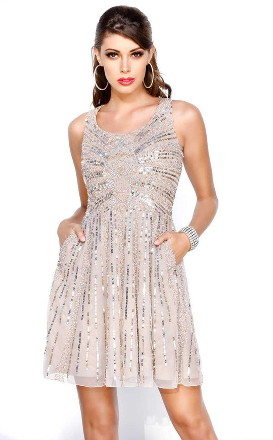 Shail K - Sparkling Cocktail Dress 1079 In Neutral