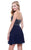 Shail K - Strapless Embellished Short A-Line Dress 1094 In Blue and Silver