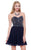 Shail K - Strapless Embellished Short A-Line Dress 1094 In Blue and Silver