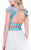 Shail K - Two Piece Bejeweled Cap Sleeve Bateau Neck Cocktail Dress 1104 In White and Blue