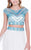 Shail K - Two Piece Bejeweled Cap Sleeve Bateau Neck Cocktail Dress 1104 In White and Blue